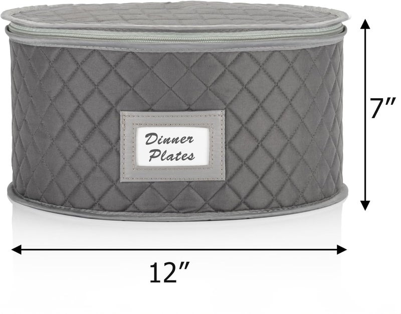 Stack Store Plus More China Storage Case - Dinner Plate Quilted Case - 12 inches diameter x 7 inches height - Gray - Includes 12 Felt Separators - Image 2